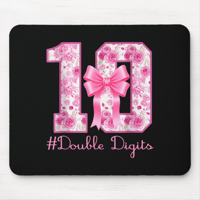 Double Digits 10th Birthday Girl Nk Coquette Bow 1 Mouse Mat (Front)