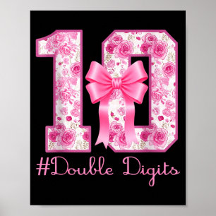 Double Digits 10th Birthday Girl Nk Coquette Bow 1 Poster