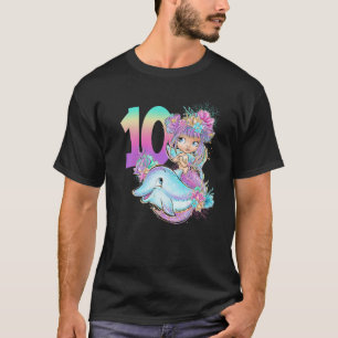 Double Digits 10th Birthday Mermaid 10 Ten Birthda T-Shirt