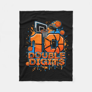 Double Digits Birthday 10 Year Old Boy Basketball Fleece Blanket