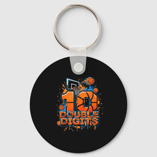 Double Digits Birthday 10 Year Old Boy Basketball  Key Ring (Front)