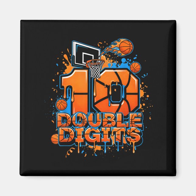 Double Digits Birthday 10 Year Old Boy Basketball  Magnet (Front)