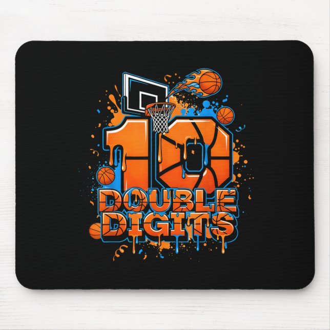 Double Digits Birthday 10 Year Old Boy Basketball  Mouse Mat (Front)