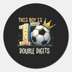 Double Digits Birthday 10th Years Old Boys Footbal Classic Round Sticker