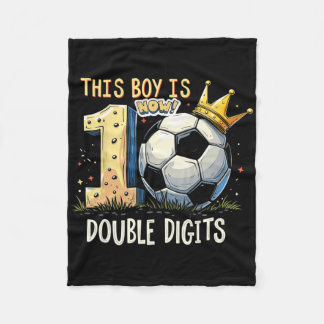 Double Digits Birthday 10th Years Old Boys Footbal Fleece Blanket