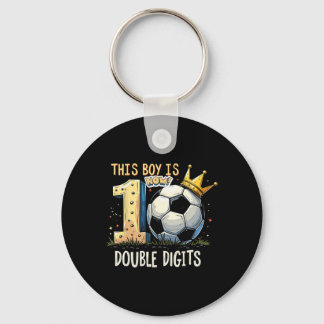 Double Digits Birthday 10th Years Old Boys Footbal Key Ring