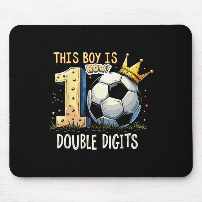 Double Digits Birthday 10th Years Old Boys Footbal Mouse Mat (Front)