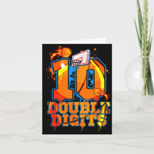 Double digits birthday boy basketball 10 year old card