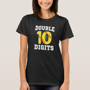 Double Digits Birthday Decorations Boy 10 Softball T-Shirt