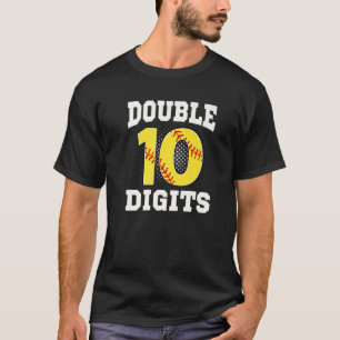 Double Digits Birthday Decorations Boy 10 Softball T-Shirt