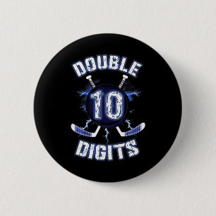 Double Digits Birthday Decorations Ice Hockey 10th 6 Cm Round Badge