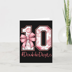 Double Digits Birthday Girl 10th Nk Coquette Bow F Card