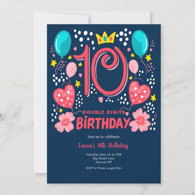Double Digits Birthday Invitation (Front)
