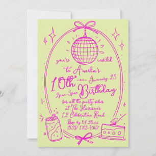 Double Digits Girl Party 10th Birthday  Invitation