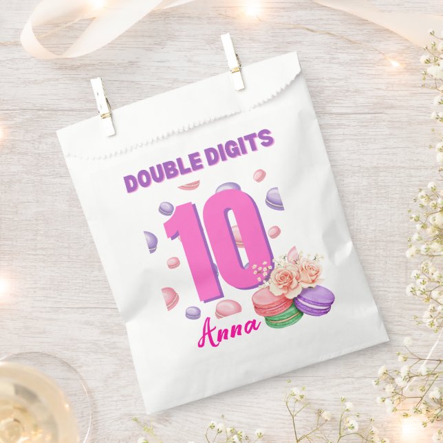 Double Digits Macaroon Teenager Birthday Girl  Favour Bags (Clipped)