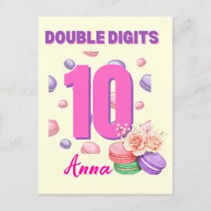 Double Digits Macaroon Teenager Birthday Girl  Postcard