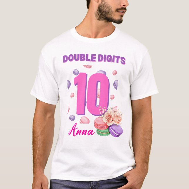 Double Digits Macaroon Teenager Birthday Girl  T-Shirt (Front)