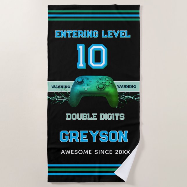 Double digits! Perfect Ten Year old Birthday  Beach Towel (Front)