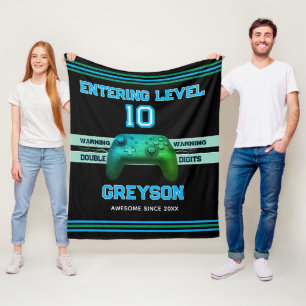 Double digits! Perfect Ten Year old Birthday Flee Fleece Blanket