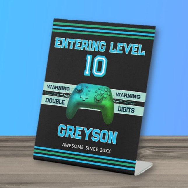 Double digits! Perfect Ten Year old Birthday  Pedestal Sign (Creator Uploaded)