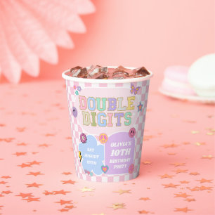 Double Digits Preppy Patch 10th Birthday Party Paper Cups