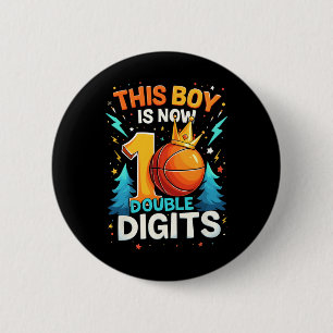 Double Digits Sketll Birthday Boy 10 Year Celebrat 6 Cm Round Badge