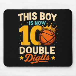 Double Digits Sketll Birthday Boy 10 Year Celebrat Mouse Mat