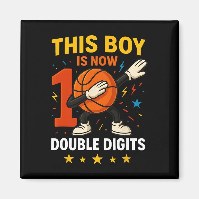 Double Digits Sketll Birthday Boy 10 Year Dabbing  Magnet (Front)