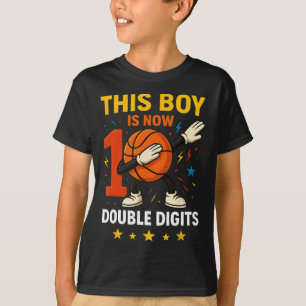 Double Digits Sketll Birthday Boy 10 Year Dabbing  T-Shirt