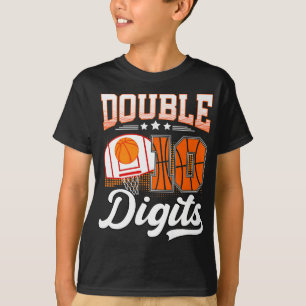 Double Digits Ten Basketball 10 Year Old Birthday T-Shirt