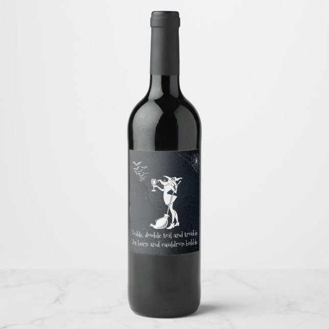 Double Double Toil and Trouble Wine Witch Wine Label (Front)