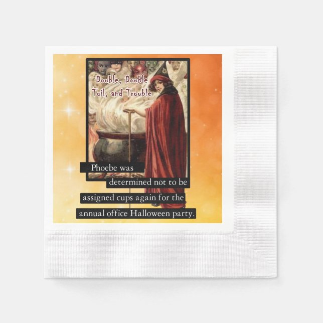 Double, Double, Toil & Trouble Halloween Potluck I Napkin (Front)