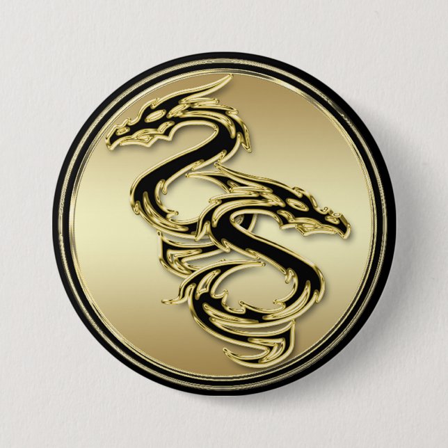 Double Dragon Round Button (Front)
