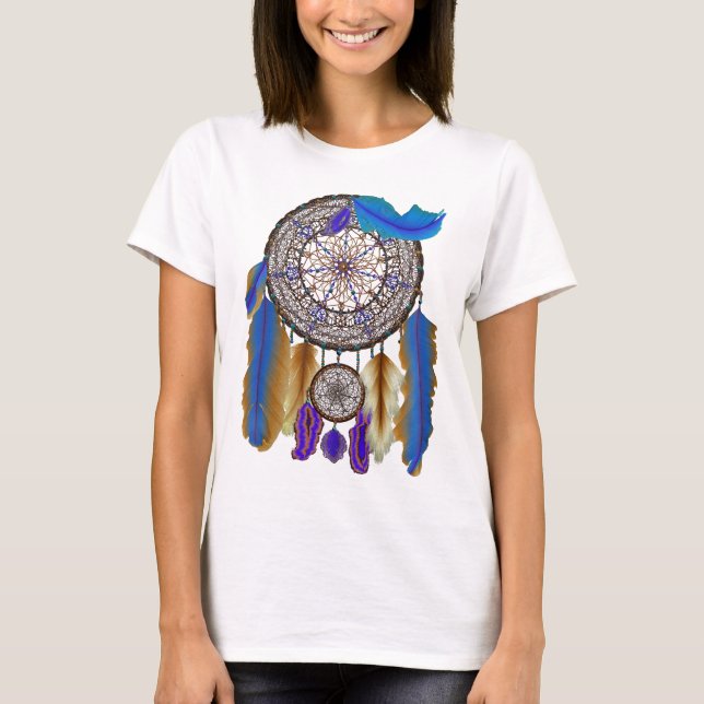 double dream catcher in blue yellow T-Shirt (Front)