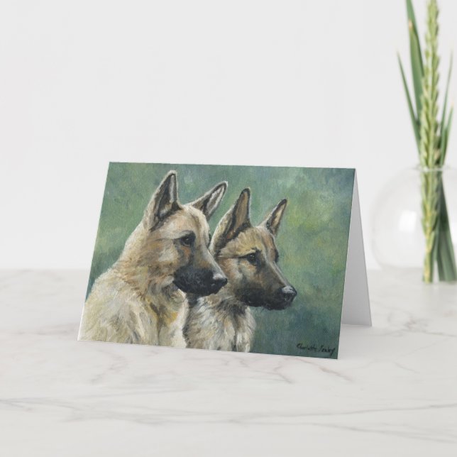 "Double Duty" German Shepherd Art Notecards (Front)
