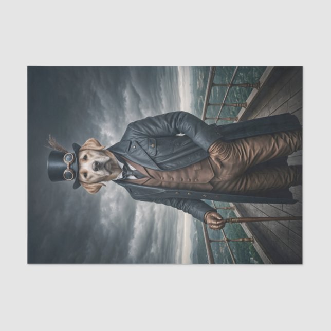 Double Elegant Victorian Steampunk Lab Dog Art Tissue Paper (Front)