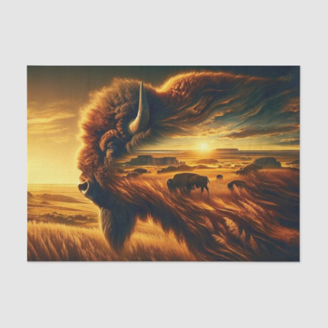 Double Exposure American Plains Bison Tissue Paper (Front)