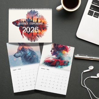 Double Exposure Art 2026 Unique Surreal Photo Calendar