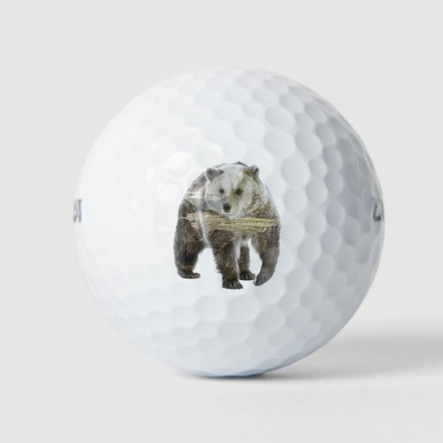 Double Exposure Bear and Woods Golf Balls (Front)