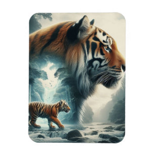 Double exposure Bengal tiger Magnet