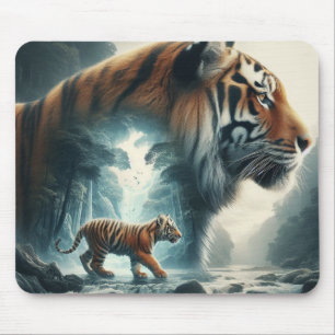 Double exposure Bengal tiger Mouse Mat