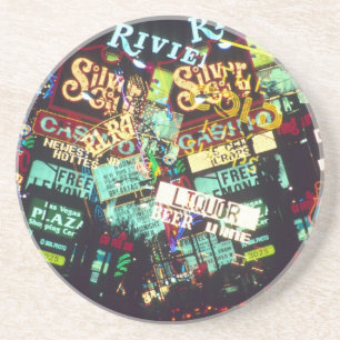 Double exposure, casino signs, Las Vegas, Coaster