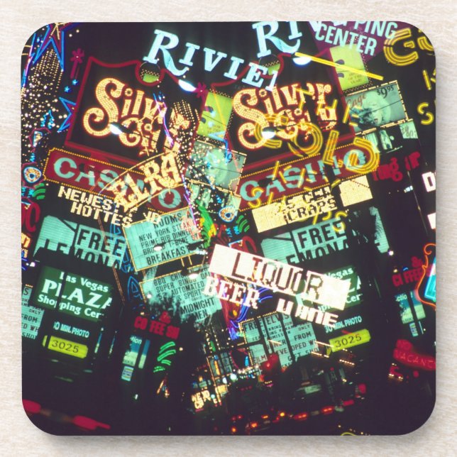Double exposure, casino signs, Las Vegas, Coaster (Front)