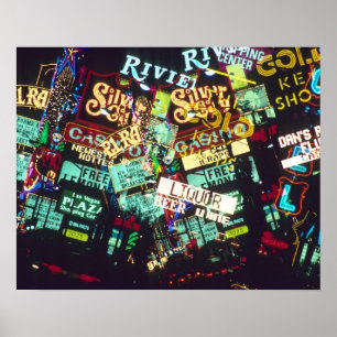 Double exposure, casino signs, Las Vegas, Poster