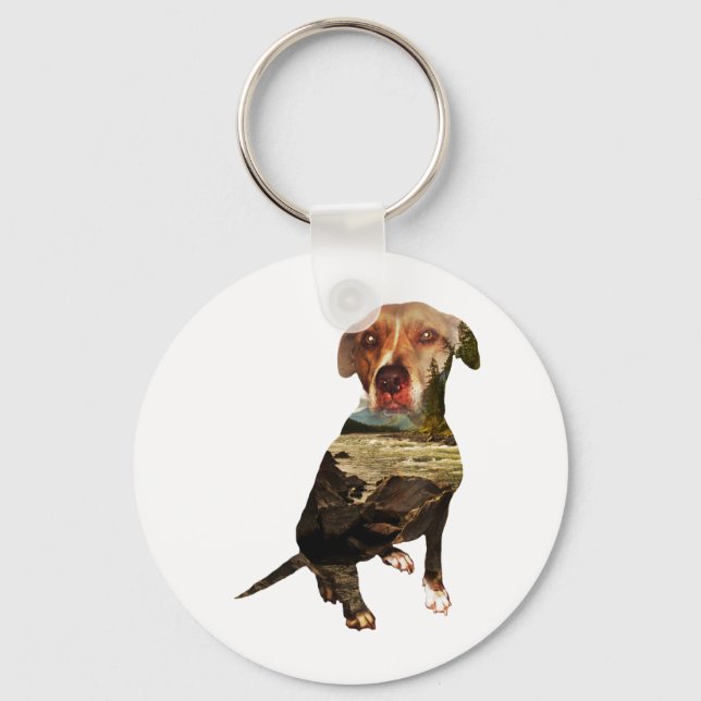 double exposure dog key ring (Front)