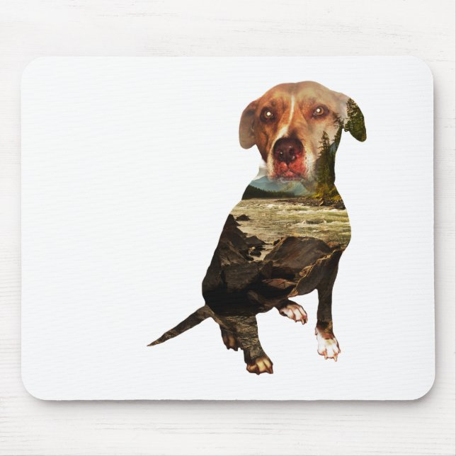 double exposure dog mouse mat (Front)