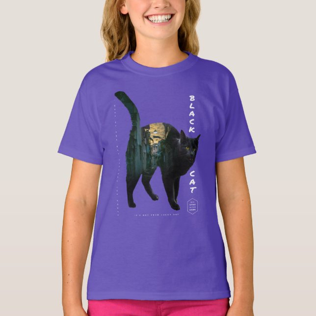 Double Exposure Effect - Black Cat T-Shirt (Front)