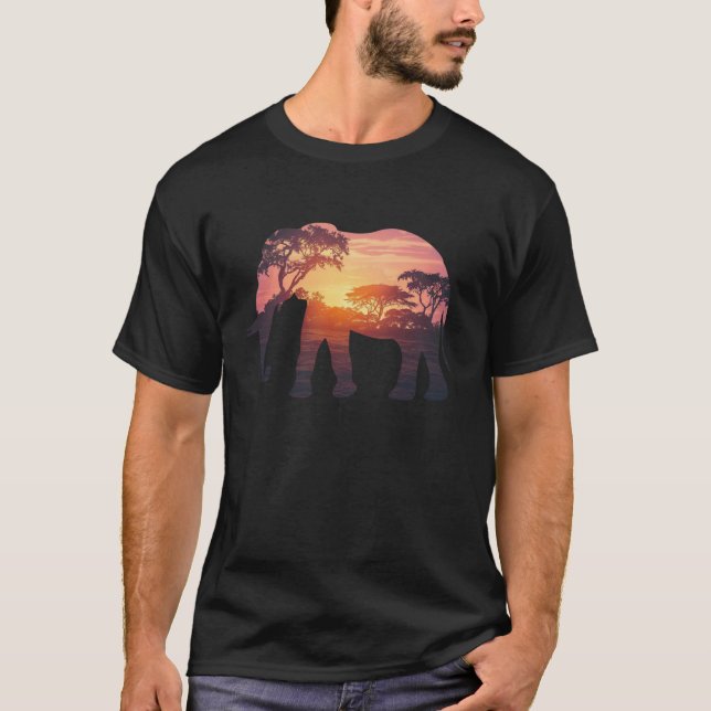 Double Exposure Elephant Silhouette Design – Savan T-Shirt (Front)