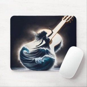 Double Exposure Guitar Dancer Mouse Mat
