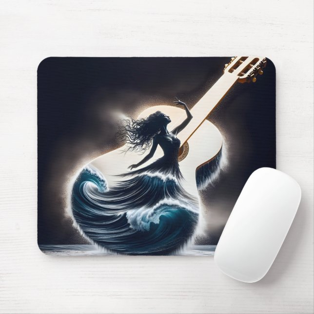 Double Exposure Guitar Dancer Mouse Mat (With Mouse)